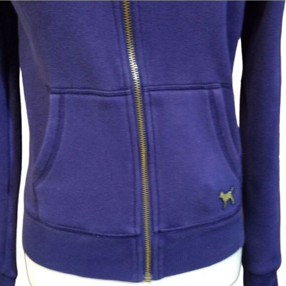 "Pink " Victoria Secret Hoodie Sweatshirt Jacket with Gold Lettering XS - Picture 4 of 9